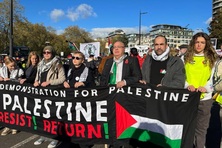 Kamal Hawwash at a Palestine protest