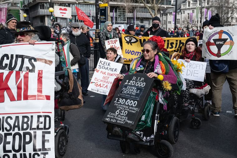 Disabled People Against Cuts (Dpac) protesting against excess deaths in March