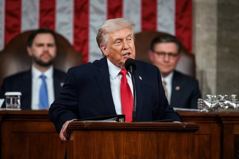 Donald Trump is giving a speech