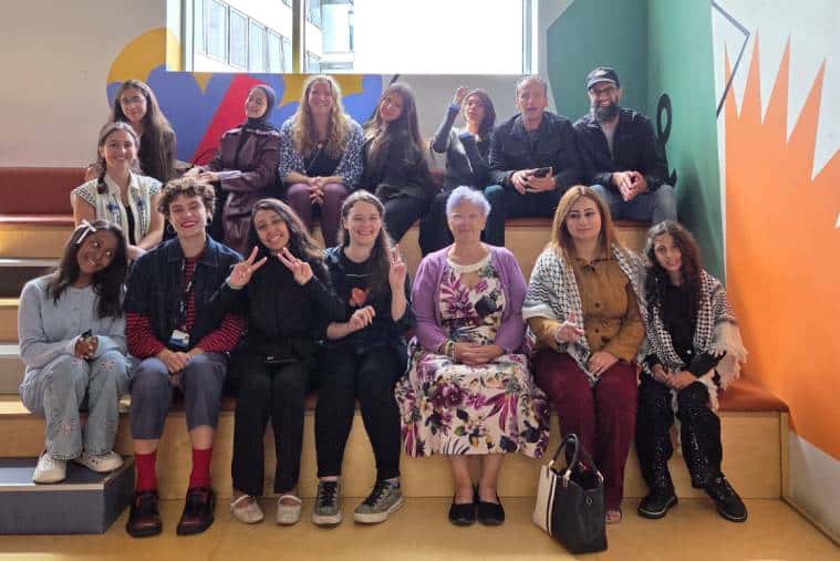 Strikers met with a group of Palestinian students and their teachers
