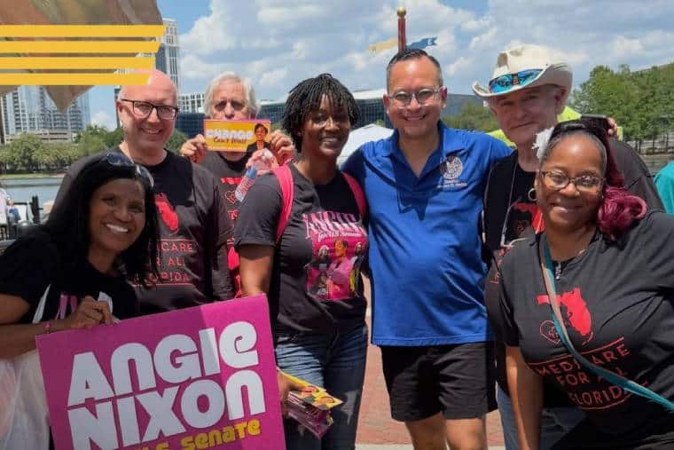 Angie Nixon campaigning in Florida in US Democratic primaries