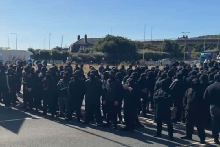 Black clad figures tried to blockade Dover port