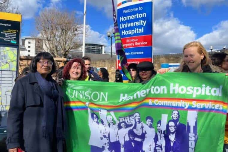 Campaigners from Homerton Unison union
