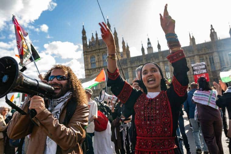 Marching for Palestine on 10 October 2026 (Pic: Guy Smallman)
