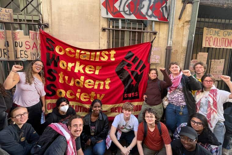 The Socialist Workers Student Society delegation on the streets of Paris