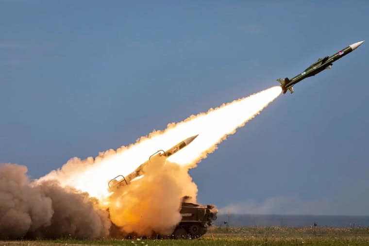 A 2K12 Kub mobile surface-to-air missile taking flight