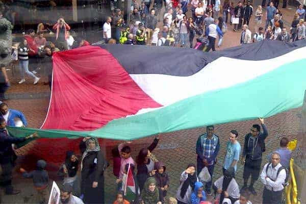 Protesters flying the Palestinian flag in Birmingham last week
