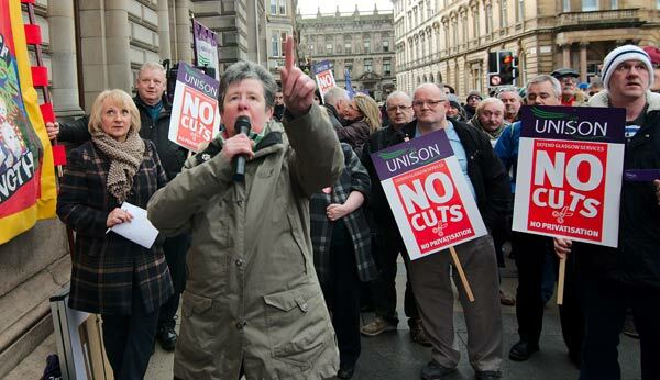 Trade union and community campaigners protest in Glasgow