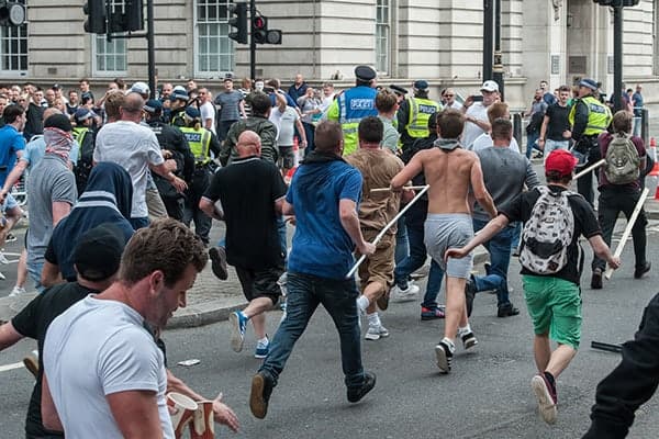 Supporters of Nazi Tommy Robinson ran amok in central London in June